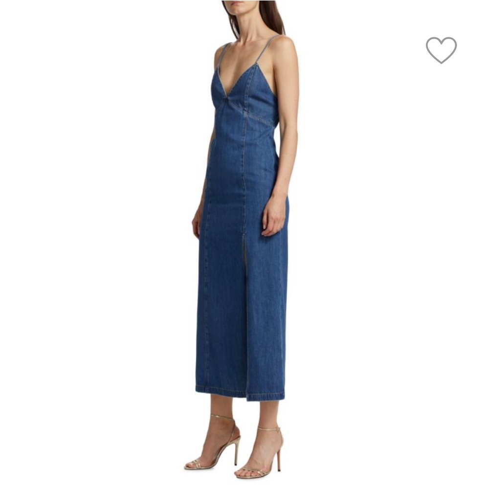 Alice + Olivia Julietta Plunging Denim Midi Dress